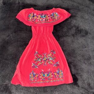 Toddler Girls Classic red Off The Shoulder Fiesta Mexican Floral Dress 4T 5 6
